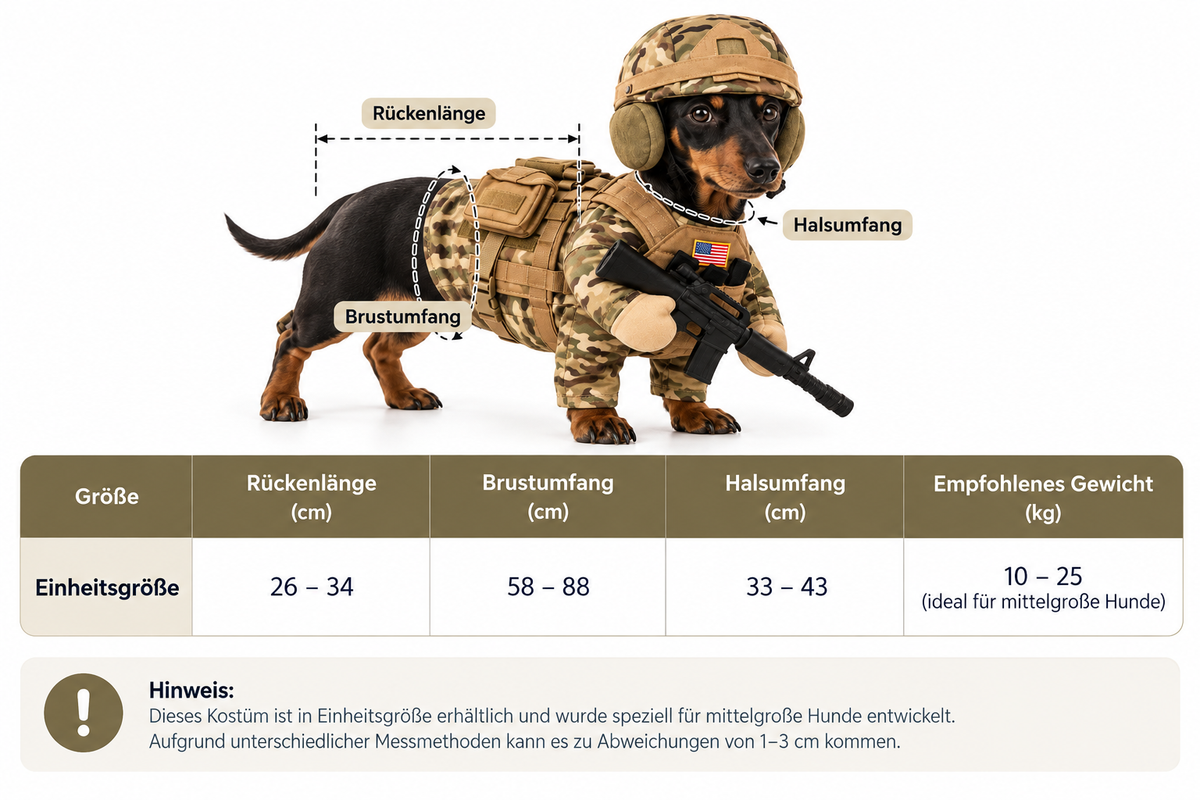 Halloween Hunde-Kostüm | "Kleiner Soldat"